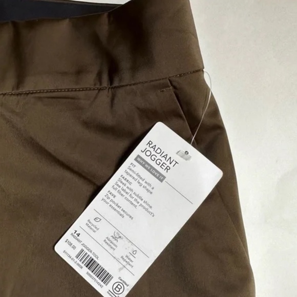 NWT Athleta Radiant Active Jogger Pants Olive Green Side Ankle Zippers- Size 14 - Picture 6 of 13